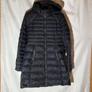 Lululemon long winter coat (sz 8) black with detachable hood